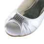 Women's Satin Flat Heel Peep Toe Sandals White Wedding Shoes With Rhinestone
