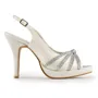 Women's Satin Stiletto Heel Peep Toe Platform With Rhinestone Champagne Wedding Shoes