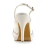 Women's Satin Stiletto Heel Peep Toe Platform With Rhinestone Champagne Wedding Shoes