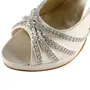 Women's Satin Stiletto Heel Peep Toe Platform With Rhinestone Champagne Wedding Shoes