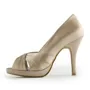 Women's Satin Stiletto Heel Peep Toe Platform Sandals Champagne Wedding Shoes