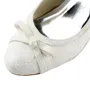 Women's Satin Spool Heel Closed Toe Pumps Ivory Wedding Shoes With Bowknot