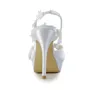Women's Satin Peep Toe Stiletto Heel White Shoes With Wedding Bowknot