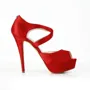 Women's Trendy Satin Peep Toe Stiletto Heel Red Wedding Shoes