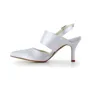 Women's Satin Stiletto Heel Closed Toe With Buckle White Wedding Shoes