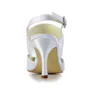 Women's Satin Stiletto Heel Closed Toe With Buckle White Wedding Shoes