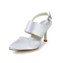Women's Satin Stiletto Heel Closed Toe With Buckle White Wedding Shoes