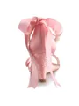 Women's Satin Wedge Heel Peep Toe With Rhinestone Pearl Bowknot Pink Wedding Shoes