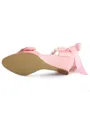 Women's Satin Wedge Heel Peep Toe With Rhinestone Pearl Bowknot Pink Wedding Shoes
