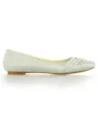 Women's Satin Closed Toe Flat Heel Ivory Wedding Shoes