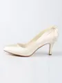 Women's Satin Closed Toe Spool Heel With Bowknot Wedding Shoes