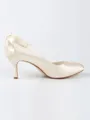 Women's Satin Closed Toe Spool Heel With Bowknot Wedding Shoes