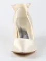 Women's Satin Closed Toe Spool Heel With Bowknot Wedding Shoes