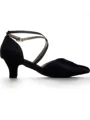 Women's Closed Toe Satin Chunky Heel Buckle Dance Shoes