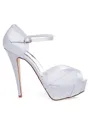 Women's Stiletto Heel Satin Peep Toe Knots Wedding Shoes