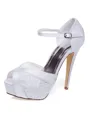 Women's Stiletto Heel Satin Peep Toe Knots Wedding Shoes