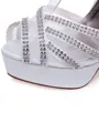 Women's Satin Peep Toe Stiletto Heel Rhinestones Wedding Shoes