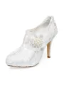 Women's Satin Closed Toe Stiletto Heel Flower Wedding Shoes
