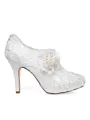 Women's Satin Closed Toe Stiletto Heel Flower Wedding Shoes