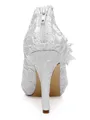 Women's Satin Closed Toe Stiletto Heel Flower Wedding Shoes