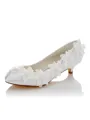 Women's Satin PU Closed Toe Spool Heel Wedding Shoes