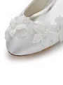 Women's Satin PU Closed Toe Spool Heel Wedding Shoes