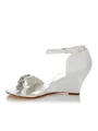 Women's Satin PU Peep Toe Wedge Heel Wedding Shoes