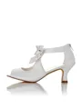 Women's Satin PU Peep Toe Spool Heel Wedding Shoes