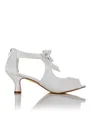 Women's Satin PU Peep Toe Spool Heel Wedding Shoes