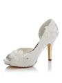 Women's Satin PU Peep Toe Stiletto Heel Wedding Shoes