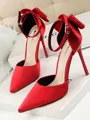 Women's Satin Stiletto Heel Closed Toe High Heels