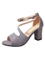 Women's Suede Chunky Heel Peep Toe Sandals