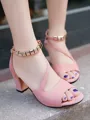 Women's Suede Chunky Heel Peep Toe Sandals