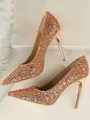 Women's Sparkling Glitter Stiletto Heel Closed Toe High Heels