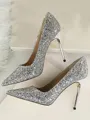Women's Sparkling Glitter Stiletto Heel Closed Toe High Heels
