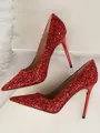 Women's Sparkling Glitter Stiletto Heel Closed Toe High Heels