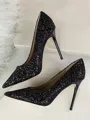 Women's Sparkling Glitter Stiletto Heel Closed Toe High Heels