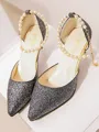 Women's Pearl Stiletto Heel Closed Toe High Heels