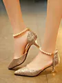 Women's Pearl Stiletto Heel Closed Toe High Heels