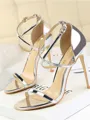 Women's Patent Leather Stiletto Heel Peep Toe Sandals