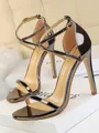 Women's Patent Leather Stiletto Heel Peep Toe Sandals