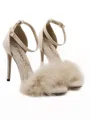 Women's Suede Stiletto Heel Peep Toe Sandals