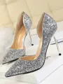 Women's Sparkling Glitter Stiletto Heel Closed Toe High Heels