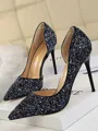 Women's Sparkling Glitter Stiletto Heel Closed Toe High Heels