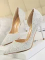 Women's Sparkling Glitter Stiletto Heel Closed Toe High Heels