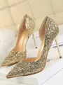 Women's Sparkling Glitter Stiletto Heel Closed Toe High Heels