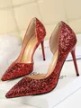Women's Sparkling Glitter Stiletto Heel Closed Toe High Heels