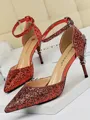 Women's Stiletto Heel Closed Toe Sparkling Glitter With Buckle Sandals
