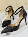 Women's Stiletto Heel Closed Toe Sparkling Glitter With Buckle Sandals