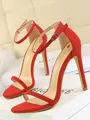Women's Suede With Buckle Peep Toe Stiletto Heel Sandals